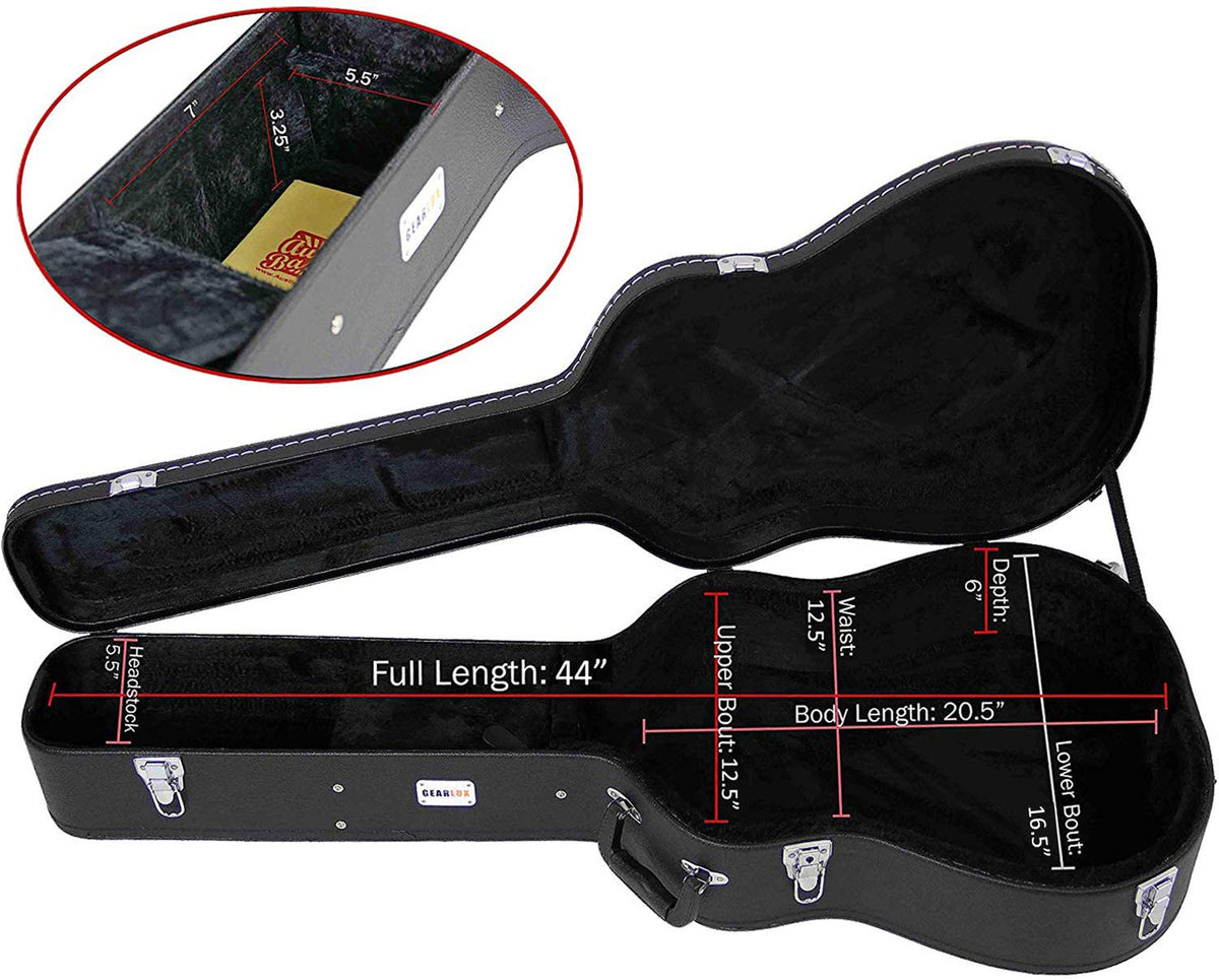 Black Acoustic Guitar Hardshell Case with Accessory Compartment F882154