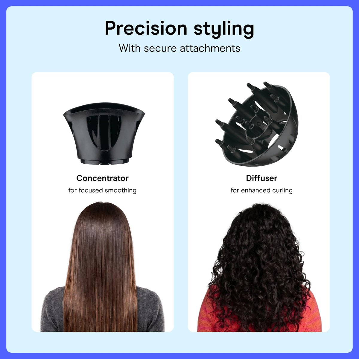 Lightweight 1875W Hair Dryer with Diffuser & Concentrator Attachments M870561