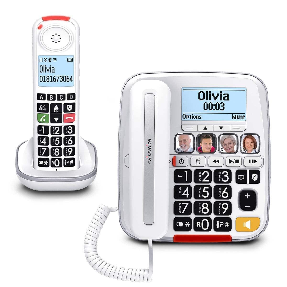 Big Button Phone with Answering Machine and Cordless Handset A171