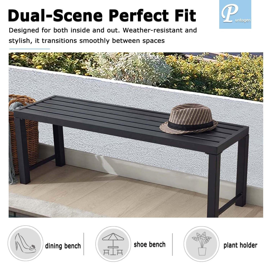 Black 46" Metal Outdoor Bench M7366