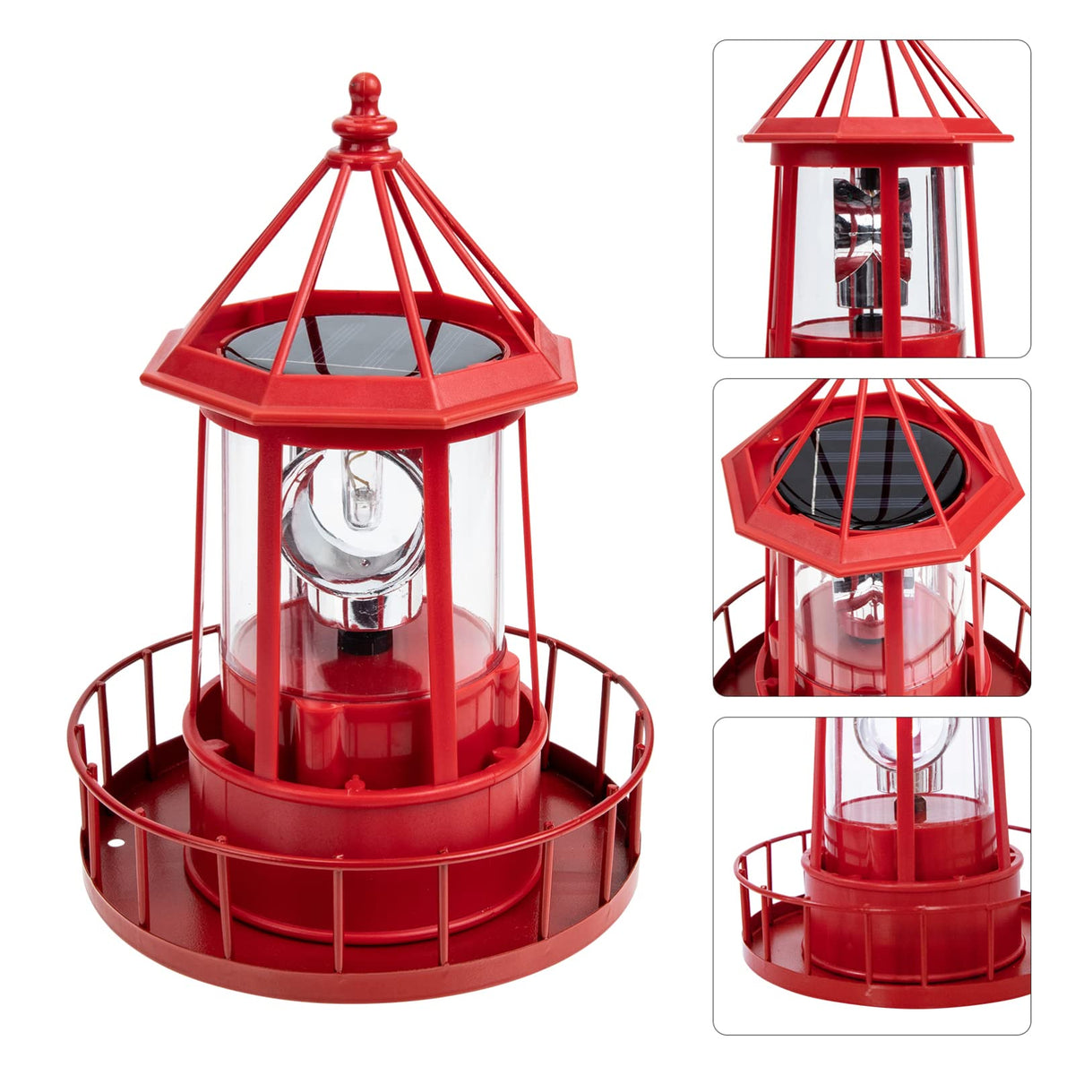 Solar Powered Lighthouse Iron Rotating Solar Light N8190