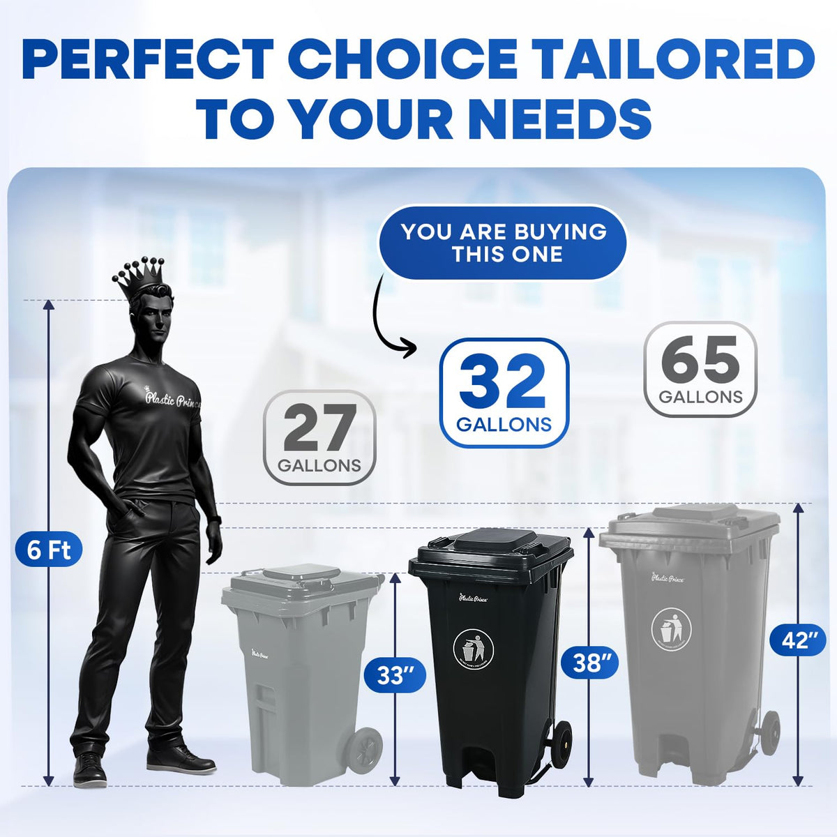 32 Gallon Plastic Trash Can with Wheels and Lid C38612