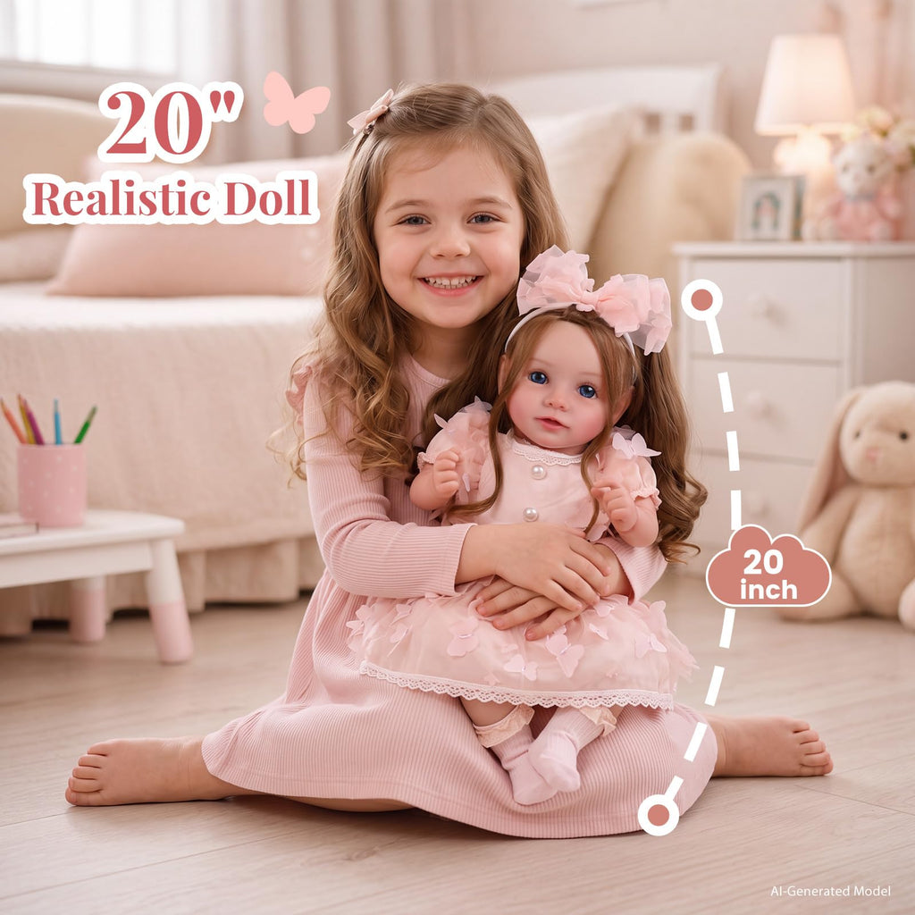20 Inch Reborn Baby Dolls with Brown Hair J92085