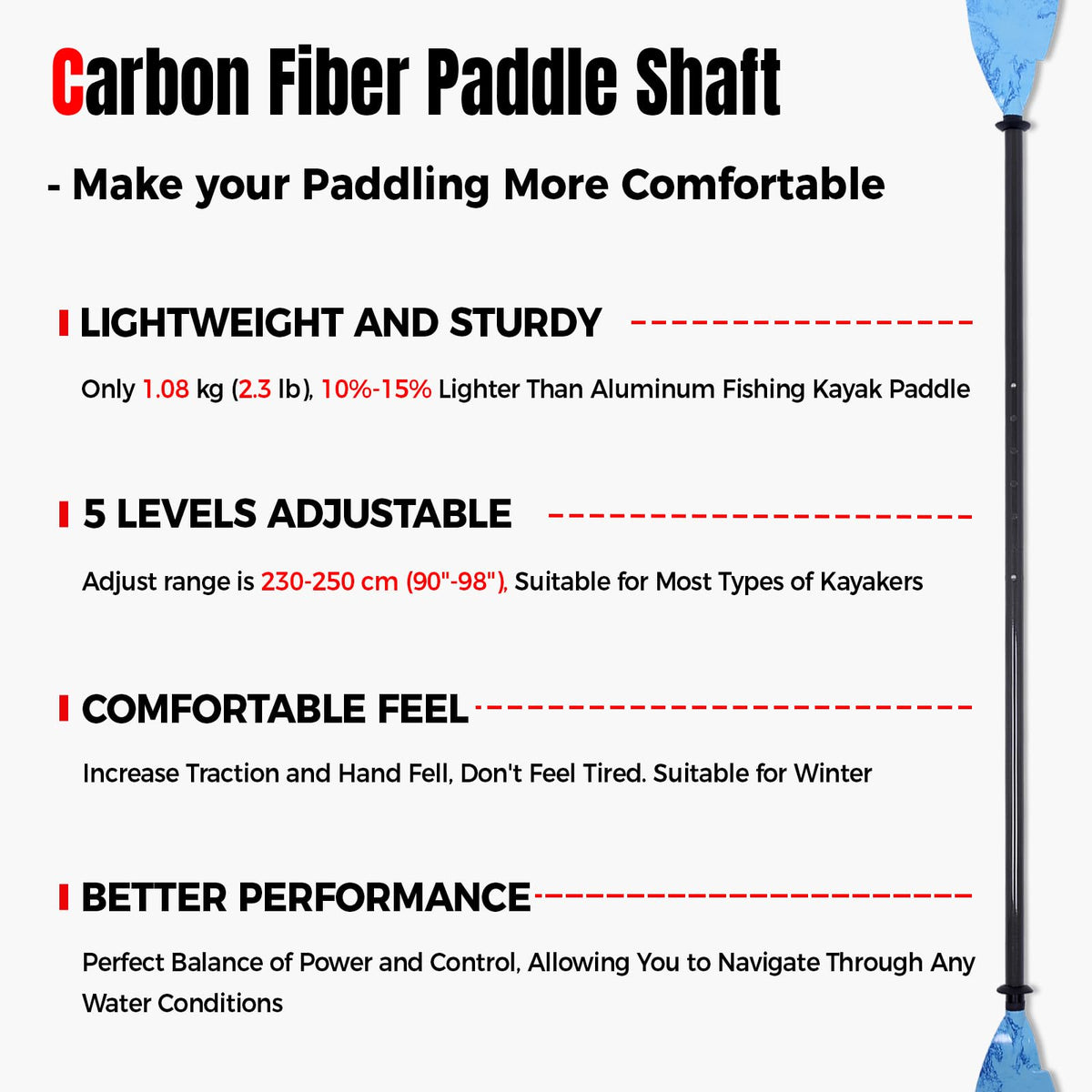 Adjustable Carbon Fiber Kayak Paddle B530