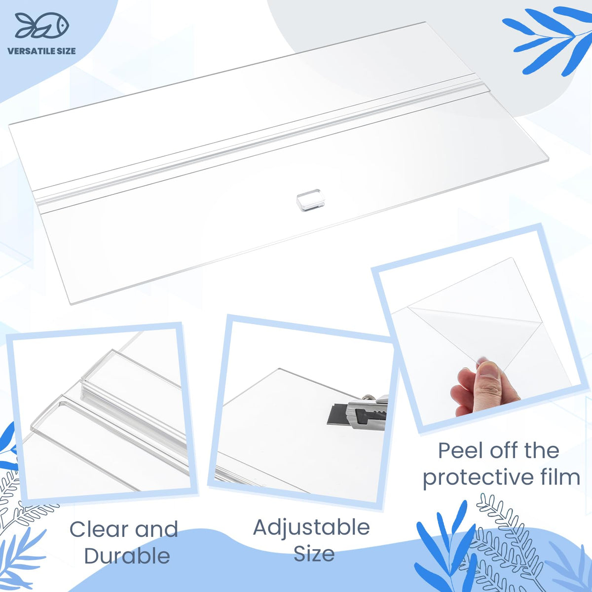 Clear Acrylic Aquarium Canopy Set 19.37 x 9.37 x 0.28 Inch R303