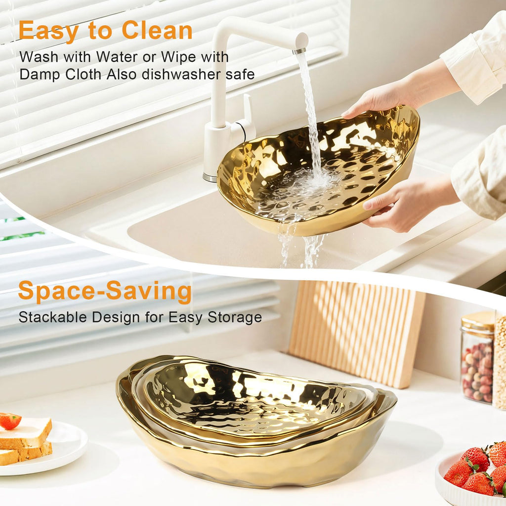 3 Tier Ceramic Fruit Bowl with Metal Stand K42631