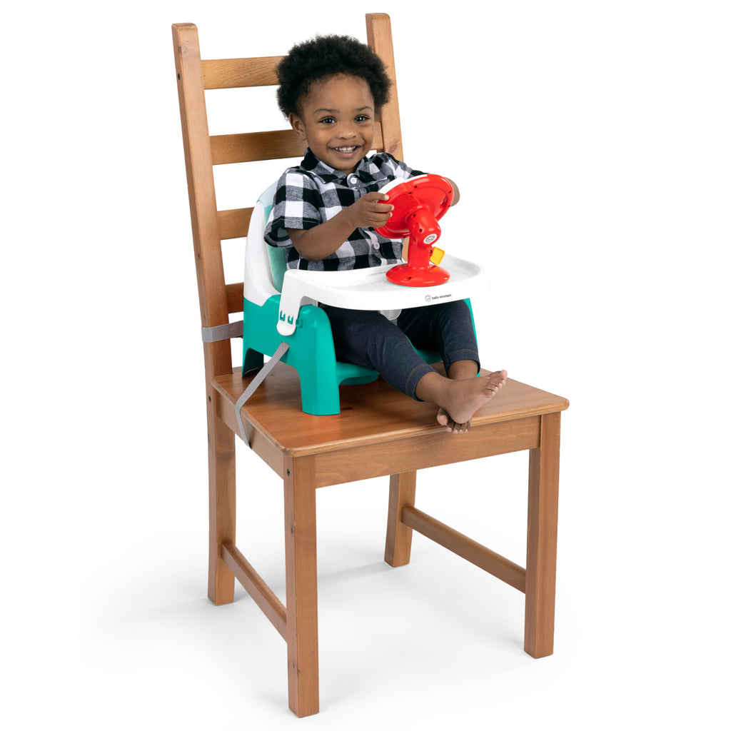 2 in 1 Compact Booster Feeding Seat with Musical Steering Wheel Toy Q119900