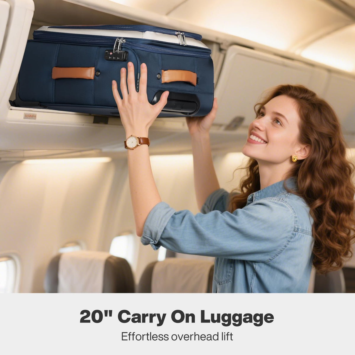 20 Inch Expandable Softside Carry On Luggage with Front Pocket B52993