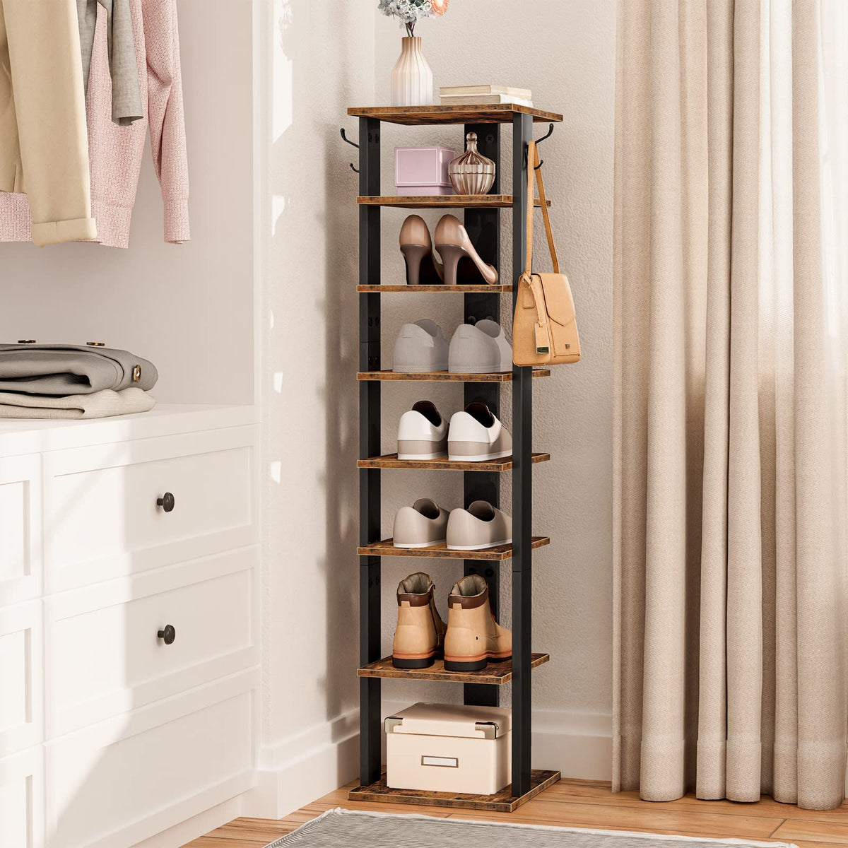8 Tiers Vertical Wooden Shoe Rack L12483