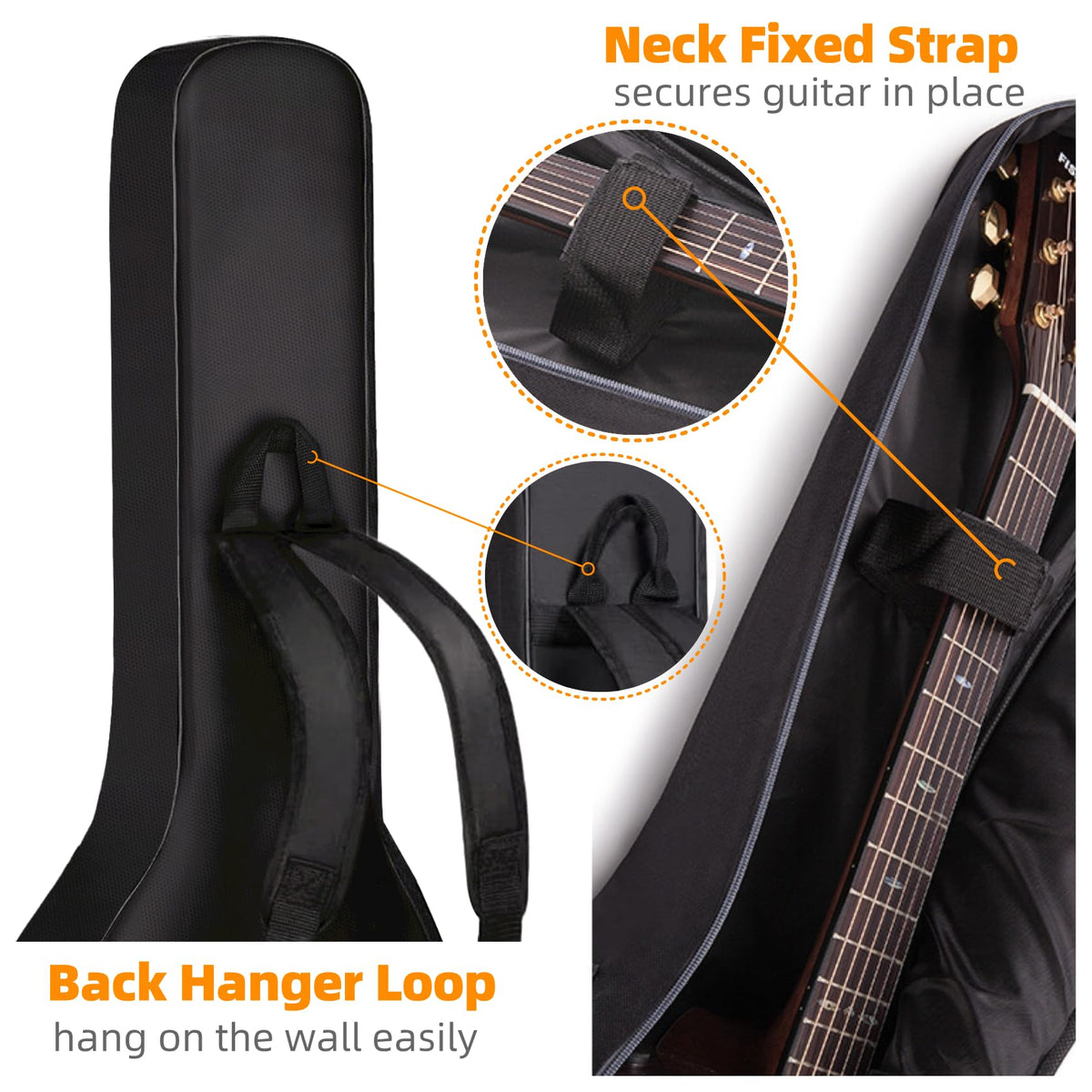 3/4 Size 36 Inch Acoustic Guitar Case Soft Padded Waterproof Gig Bag N98690