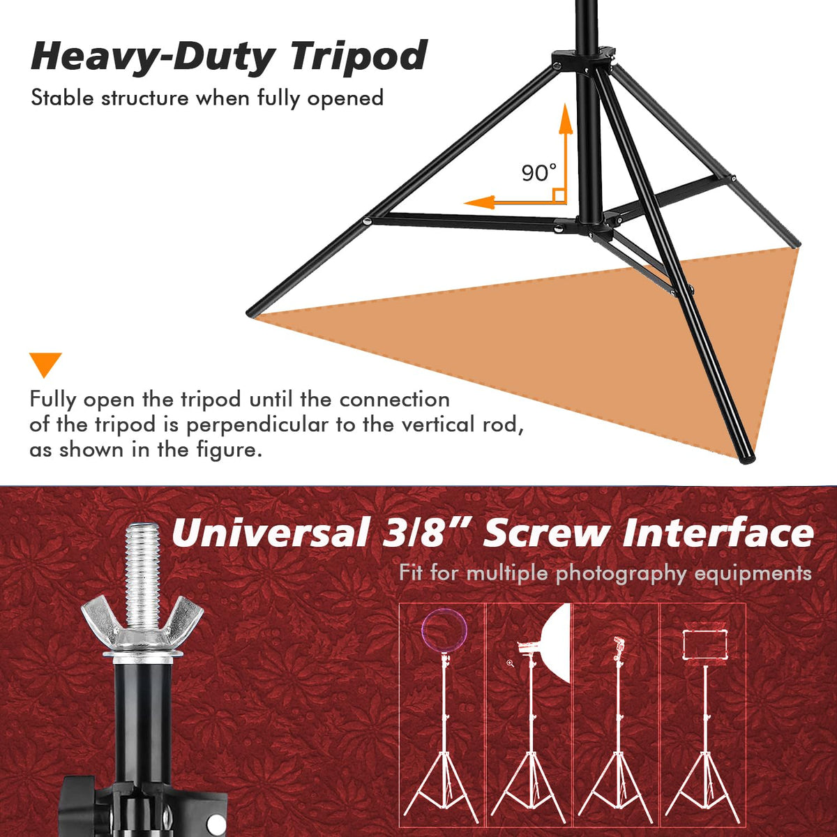 8.5 x 10ft Adjustable Backdrop Stand Support Kit with Sandbag, Clamp and Carry Bag B2865