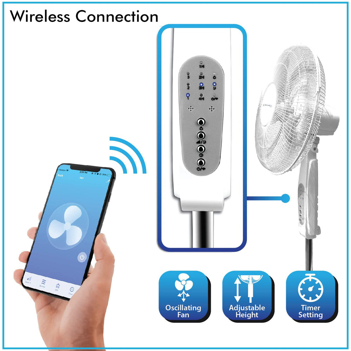 16” WIFI Enabled Oscillating Pedestal Fan C520