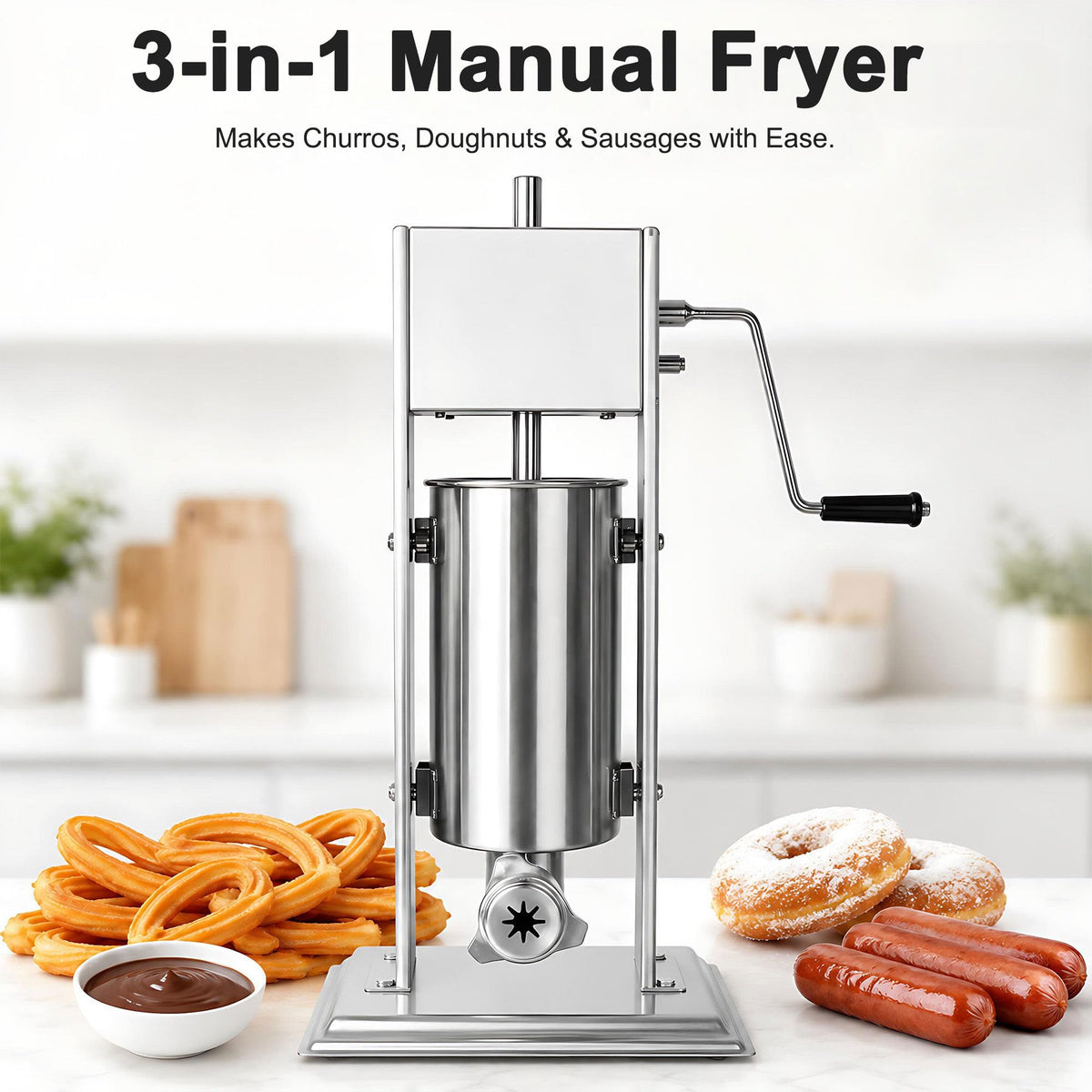 3L/5L/7L Sausage Stuffer & Churro Maker 304 Stainless Steel Y6558