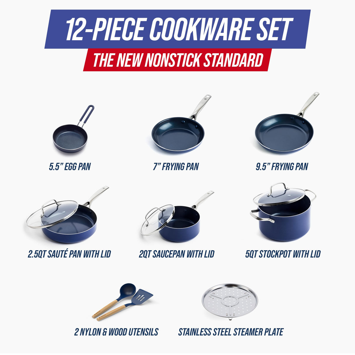 12 Piece Nonstick Ceramic Cookware Set W556