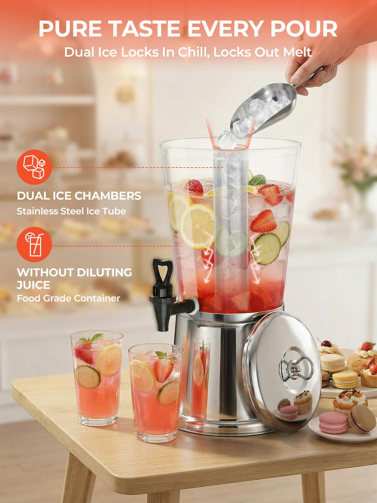 2 Gallon Stainless Steel Beverage Dispenser G8995