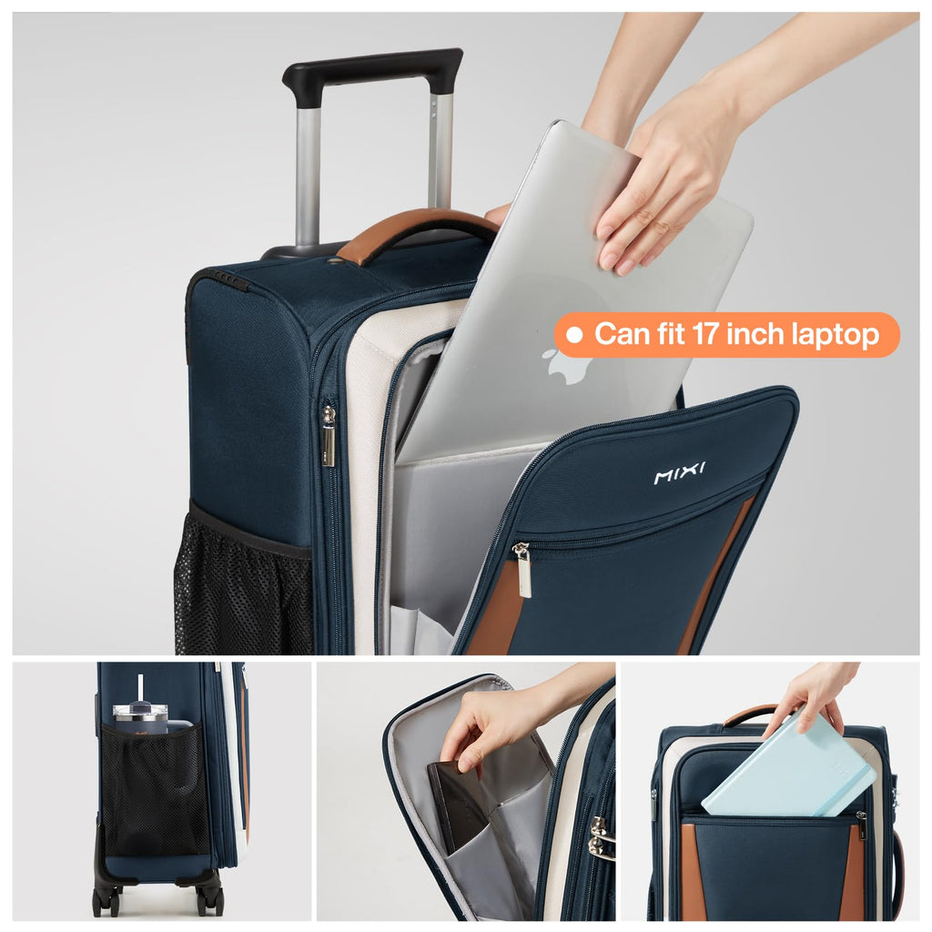20 Inch Expandable Softside Carry On Luggage with Front Pocket B52993
