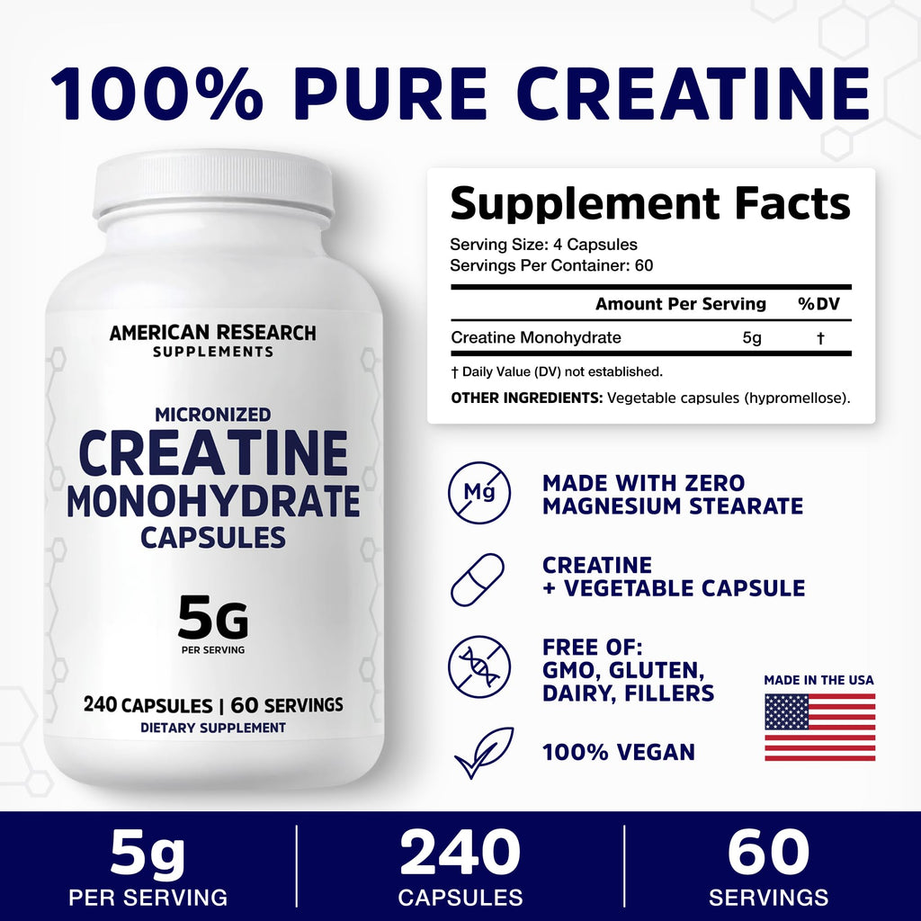 Micronized Creatine Monohydrate Capsules 5G U3813