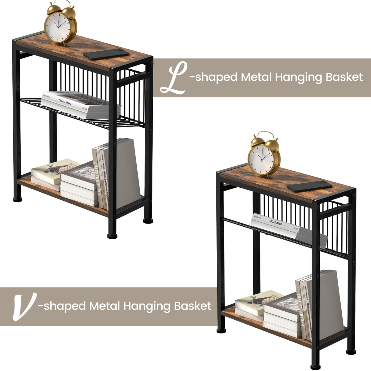 3-Tier Narrow Side Table Set of 2 B70180