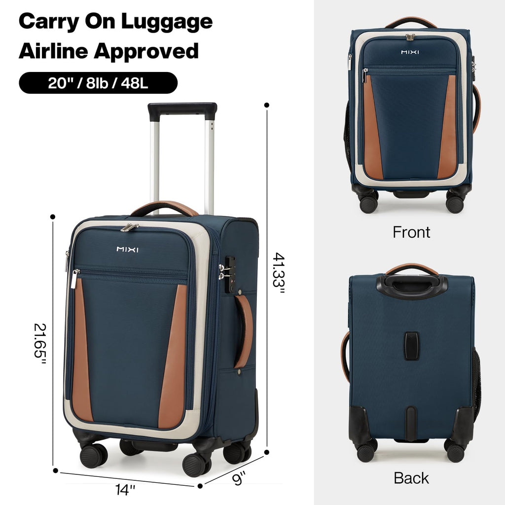 20 Inch Expandable Softside Carry On Luggage with Front Pocket B52993