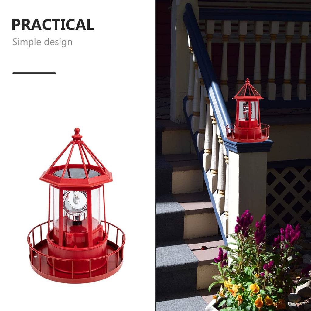 Solar Powered Lighthouse Iron Rotating Solar Light N8190
