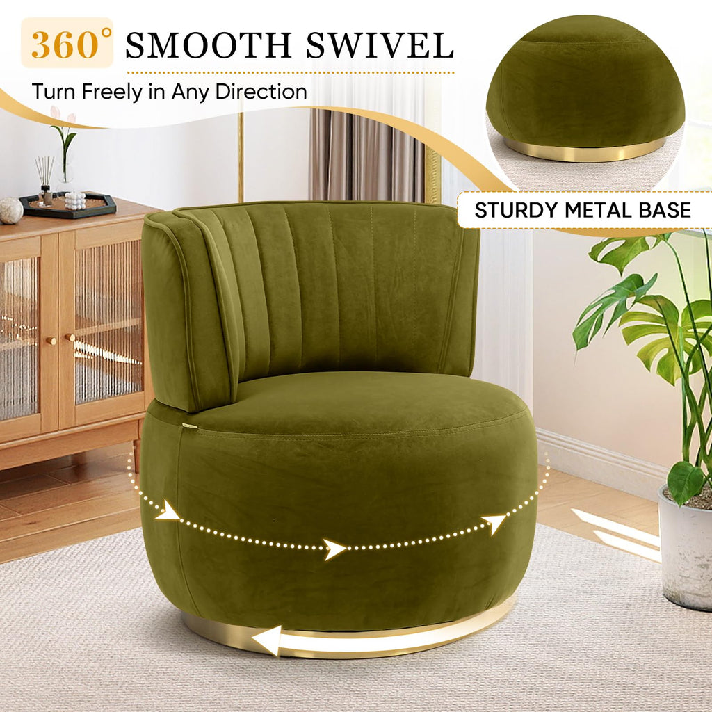 Velvet Swivel Barrel Chairs Set of 2 T820135