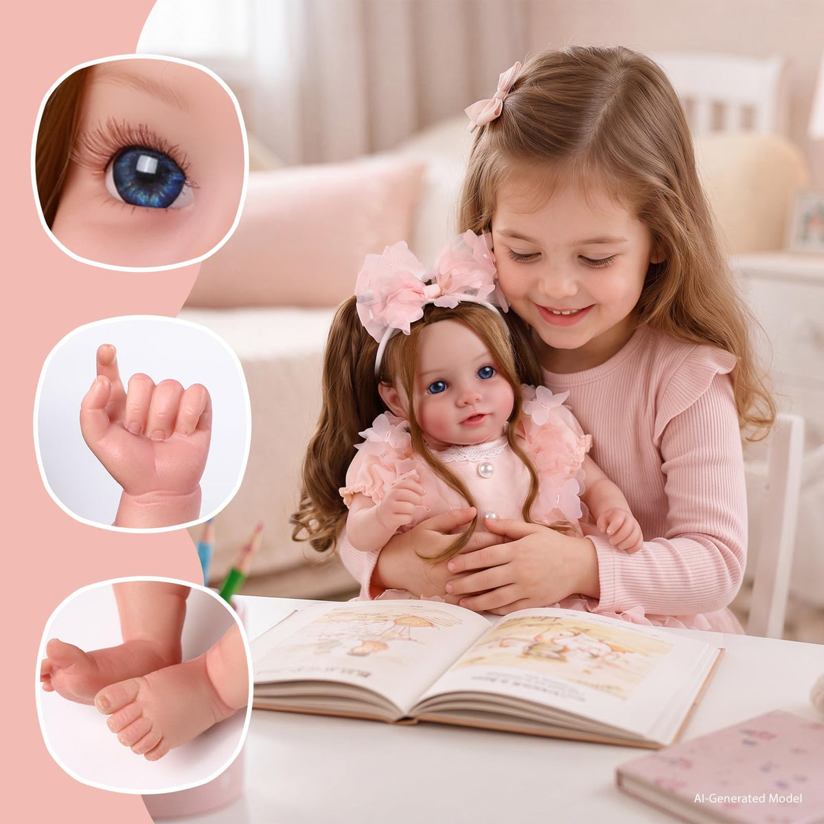 20 Inch Reborn Baby Dolls with Brown Hair J92085