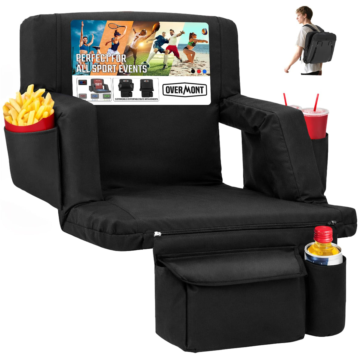 Stadium Seat with Back Support and Armrests W741008
