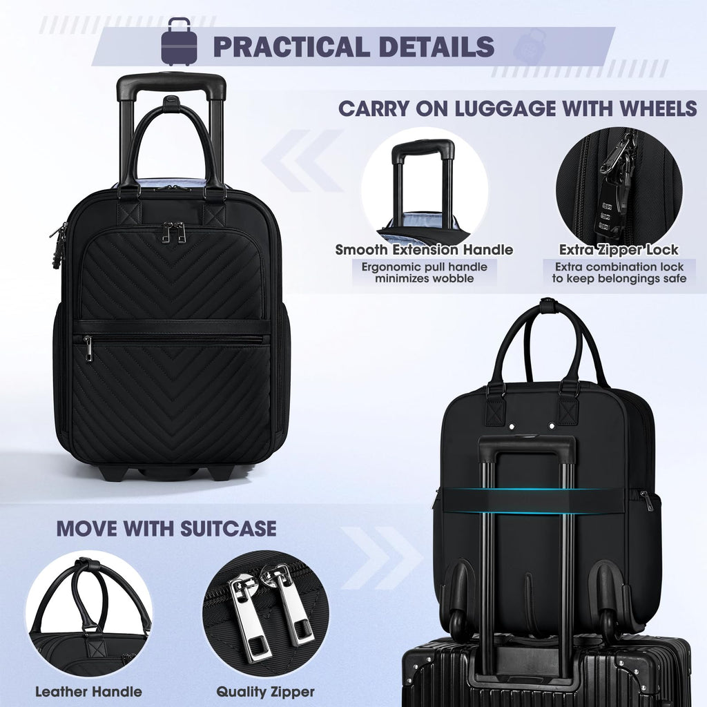 16-inch Lightweight Softside Underseat Carry On Luggage with Wheels Black R103366