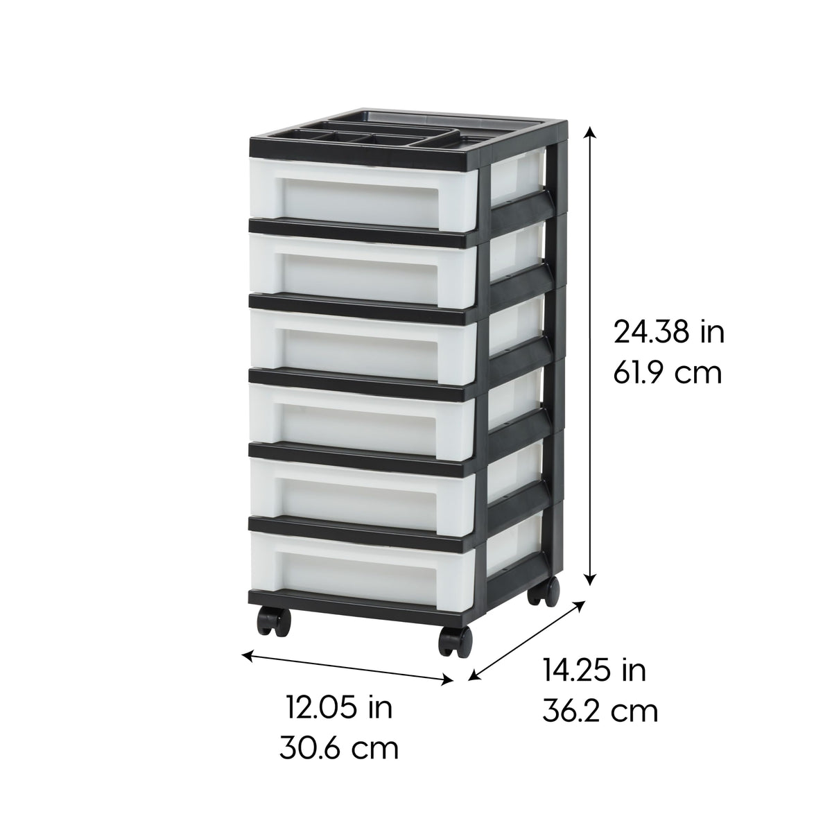 6 Drawer Rolling Storage Cart with Organizer Top, Black R453