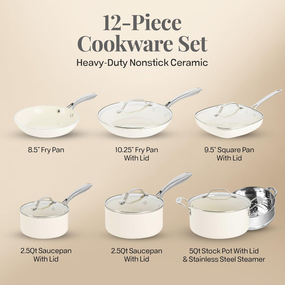 12 Pc Non Stick Ceramic Cookware Set U205472