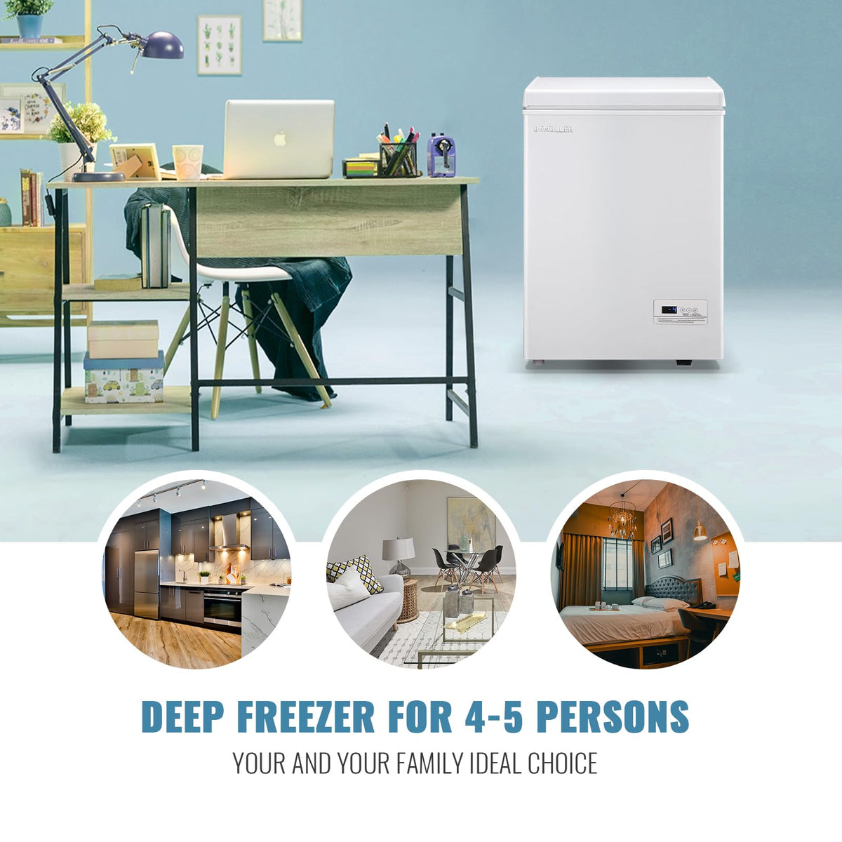 White Compact Chest Freezer with 2 Removable Baskets D788