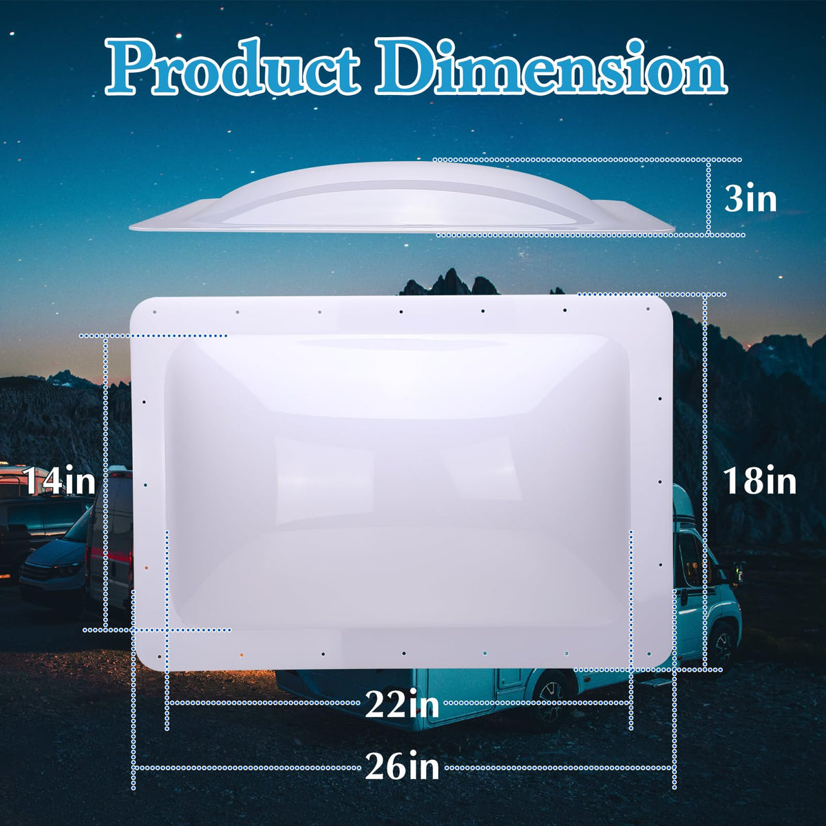18" x 26" RV Skylight Replacement Milky White W5835