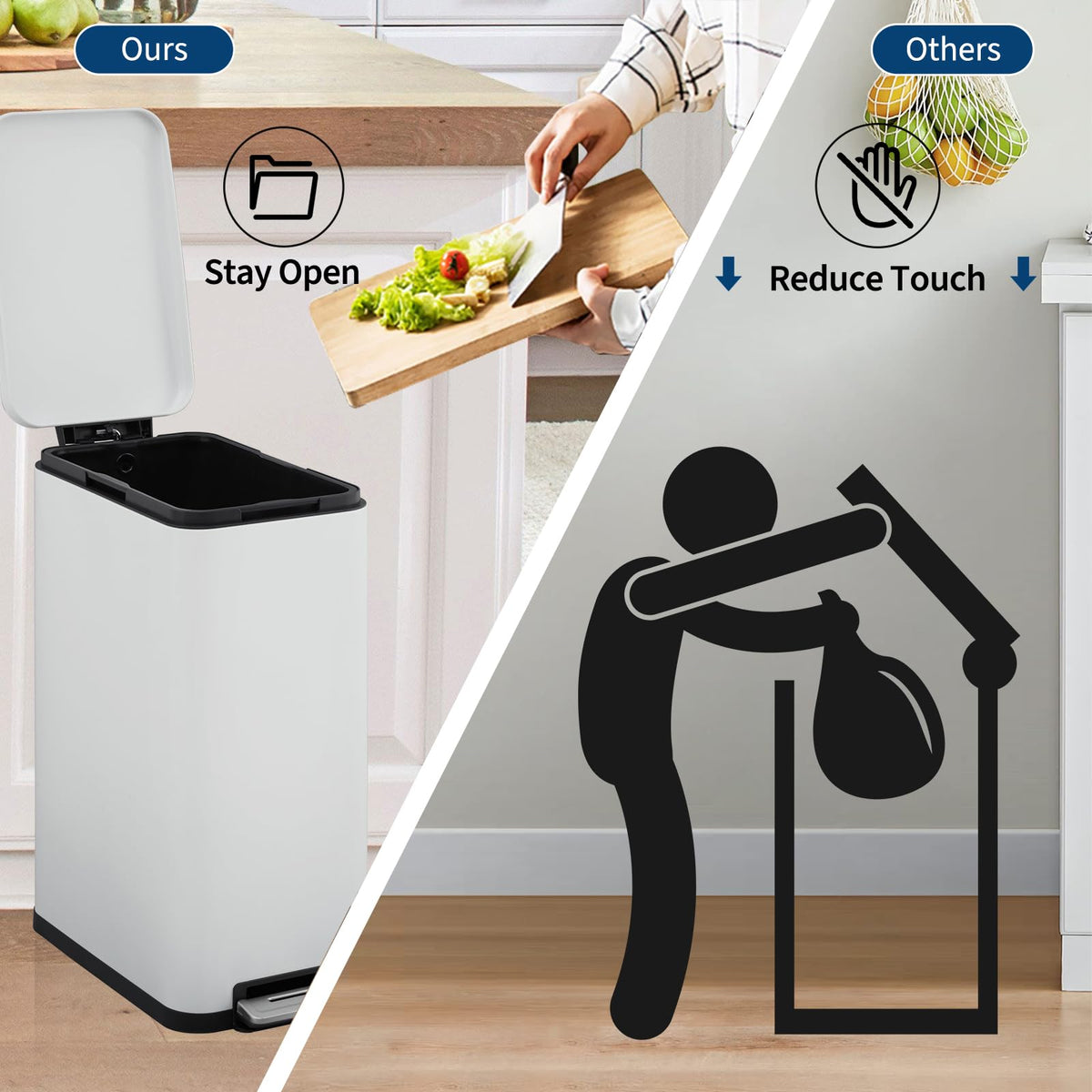 50L Stainless Steel Slim Kitchen Trash Can T192052