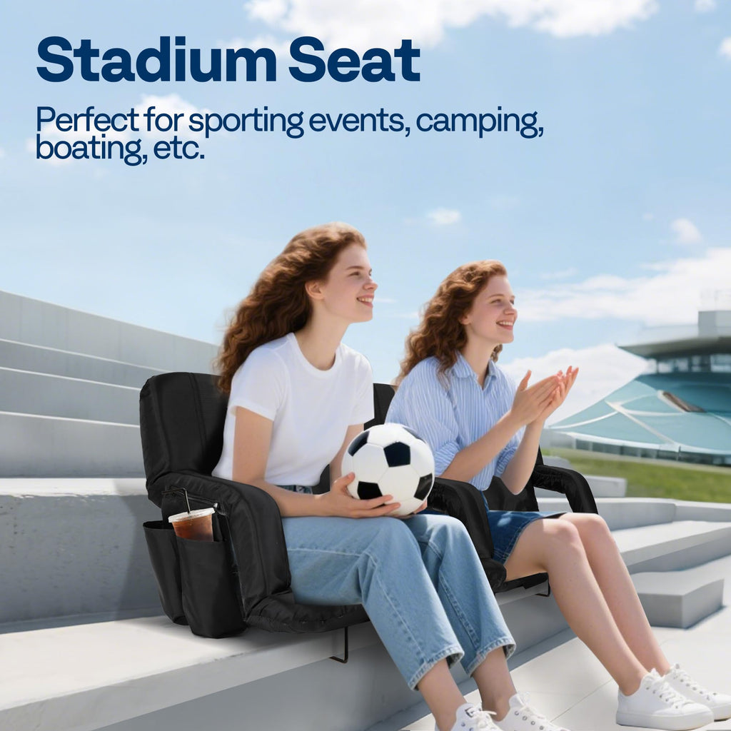 2 Pack Portable Padded Stadium Seats with Back Support and Cup Holder C9494