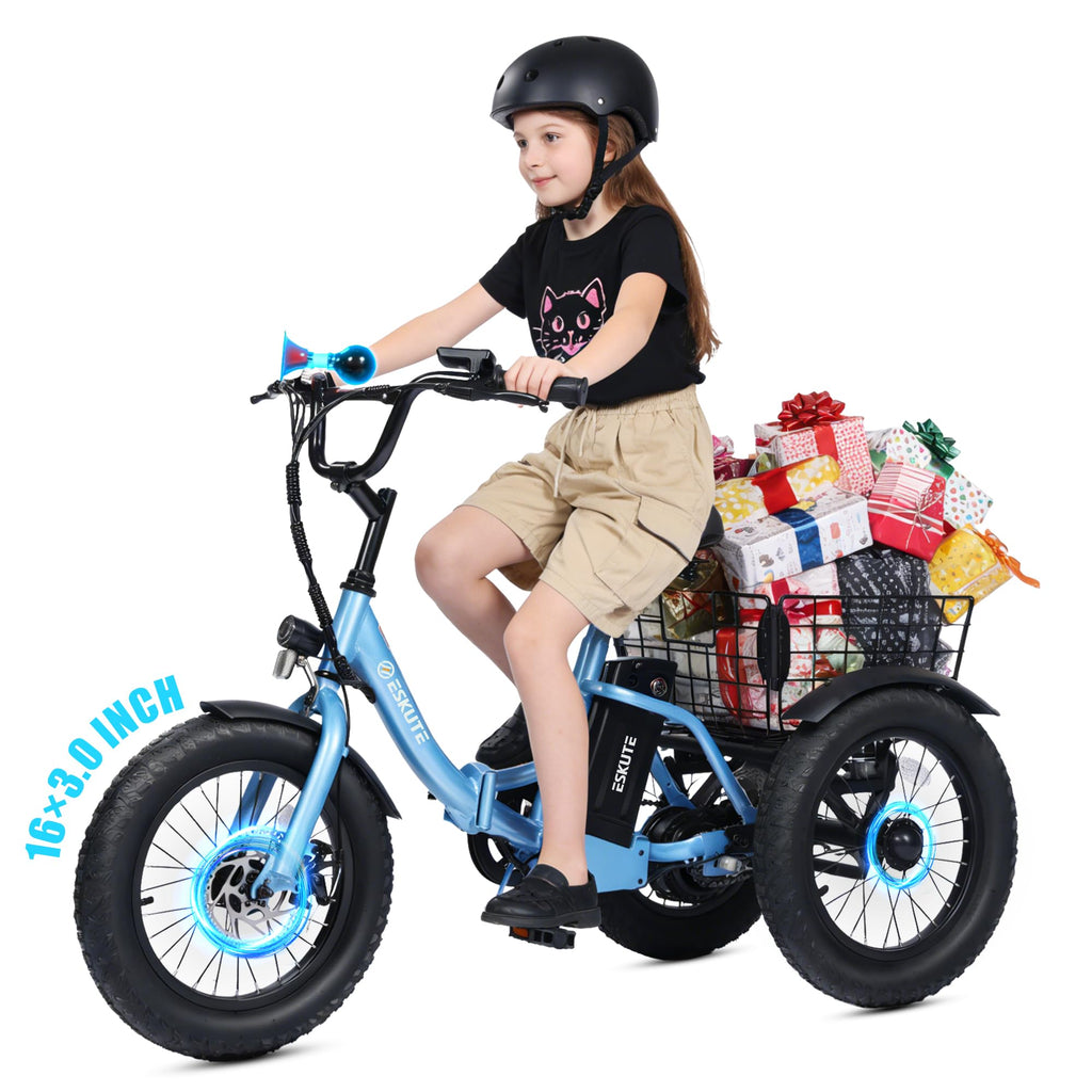 Blue Fat Tire Folding Electric Trike H8667