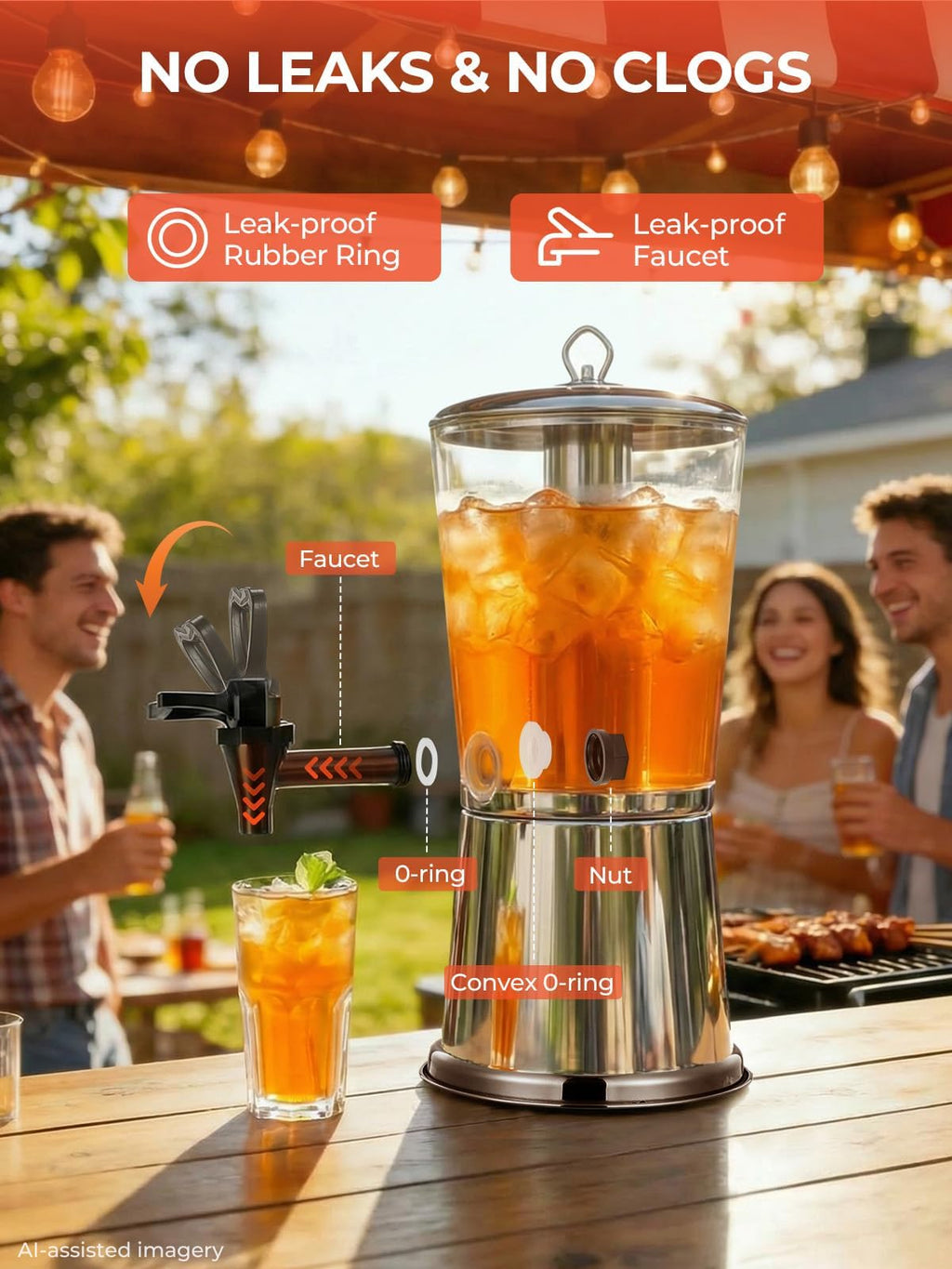 2 Gallon Stainless Steel Beverage Dispenser G8995