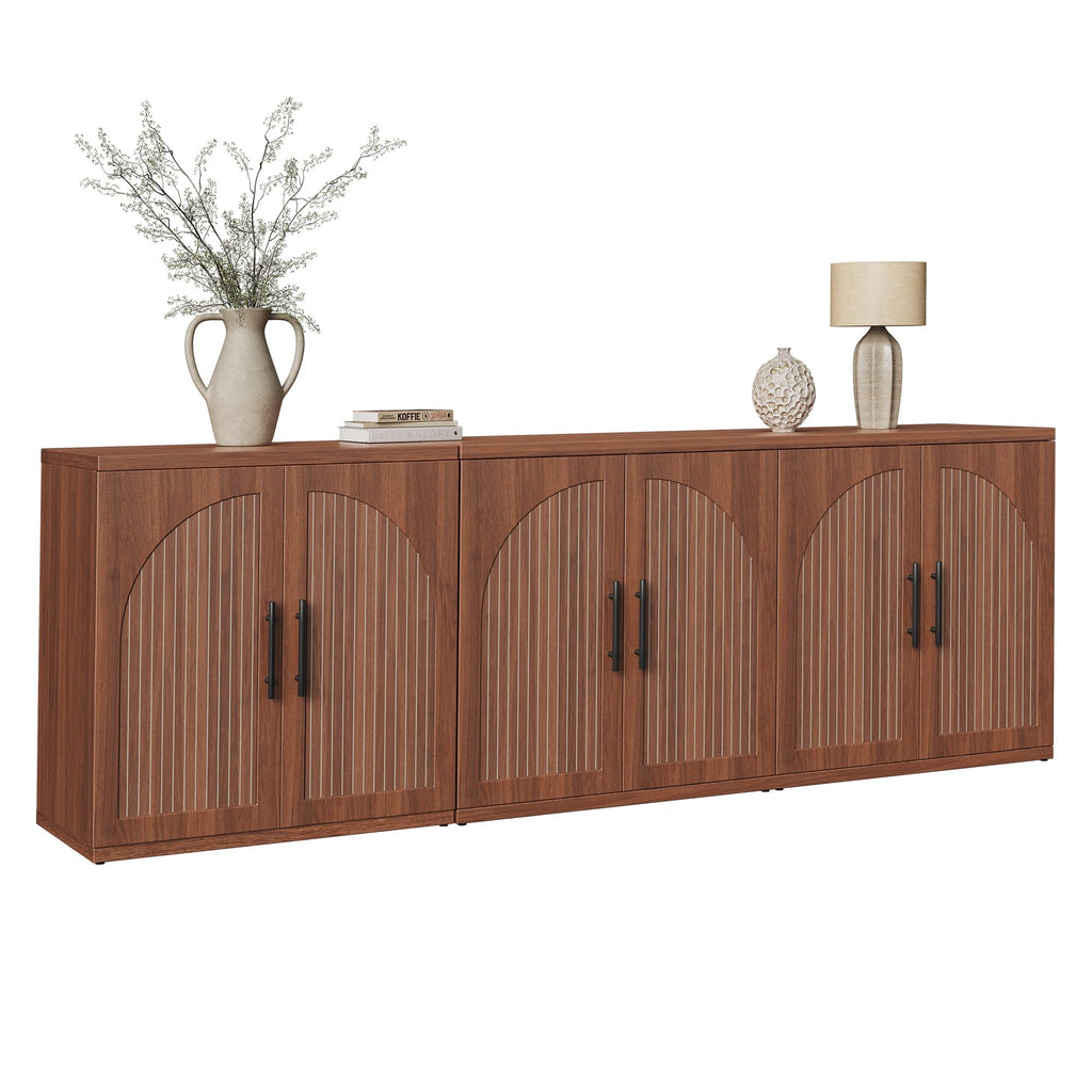 63" Fluted Walnut Credenza with Adjustable Shelf W382