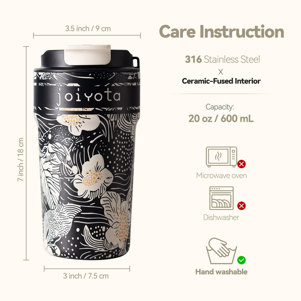 20oz Insulated Stainless Steel Ceramic Lined Coffee Tumbler with Lid and Straw M67890