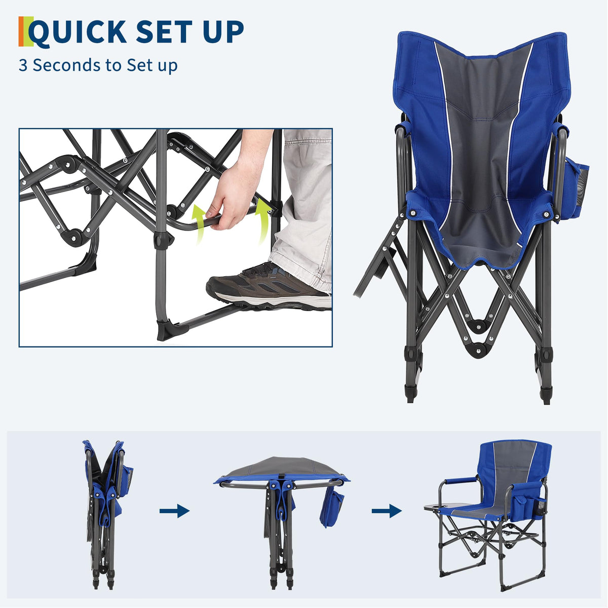 Oversized Camping Chair 330 lbs Blue A309
