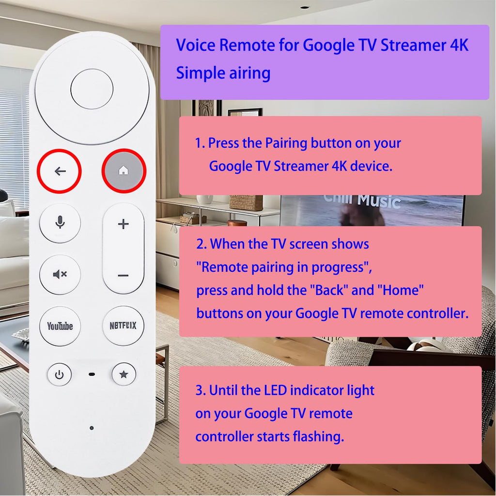 Voice Search Remote Control Replacement for Google TV Streamer 4K M358909