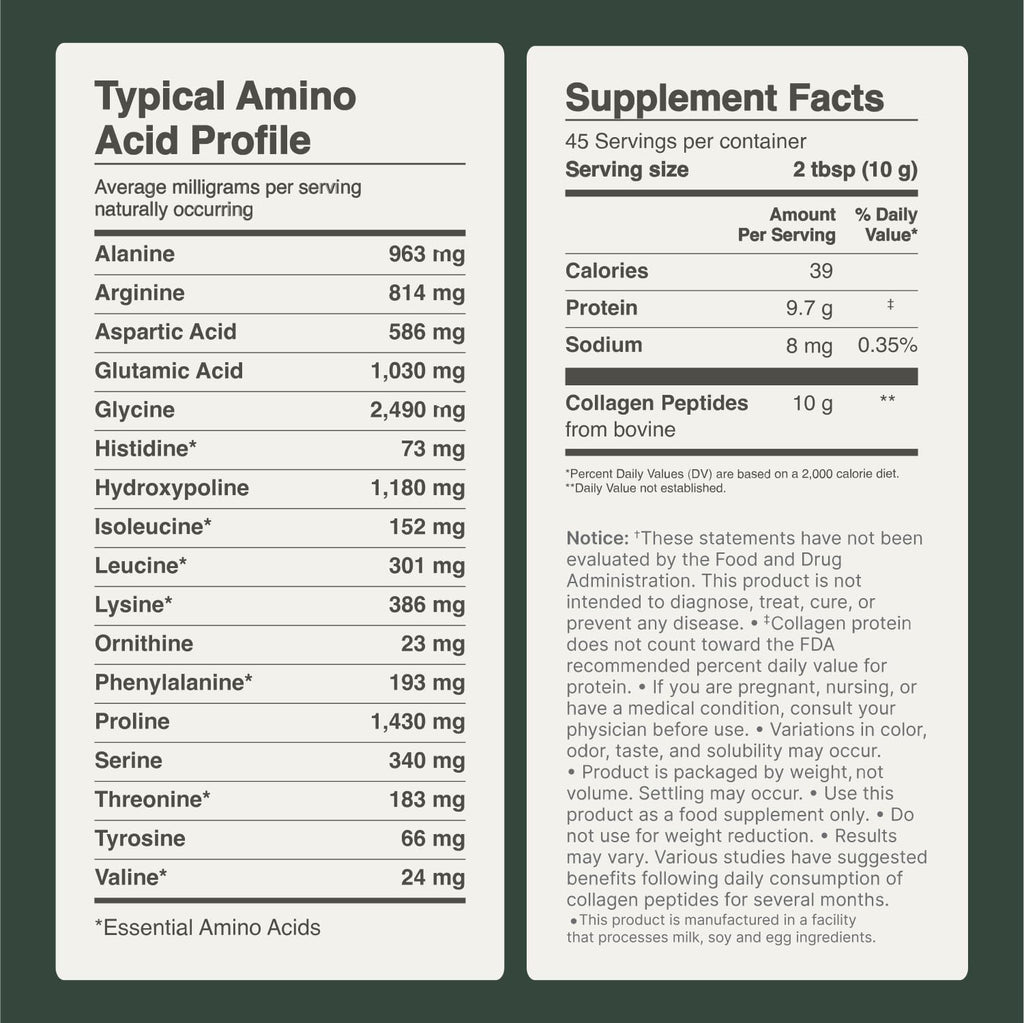 Collagen Peptides Powder Grass-Fed Pasture-Raised Hydrolyzed Type I & III Unflavored 32 oz Z590343