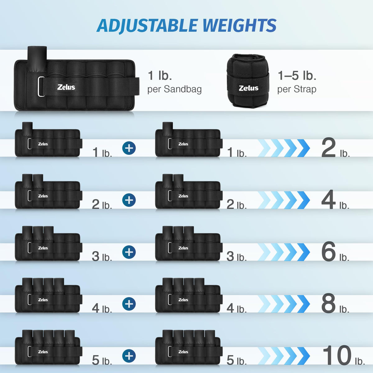 Adjustable Ankle Weights Set with Removable Sandbags C644