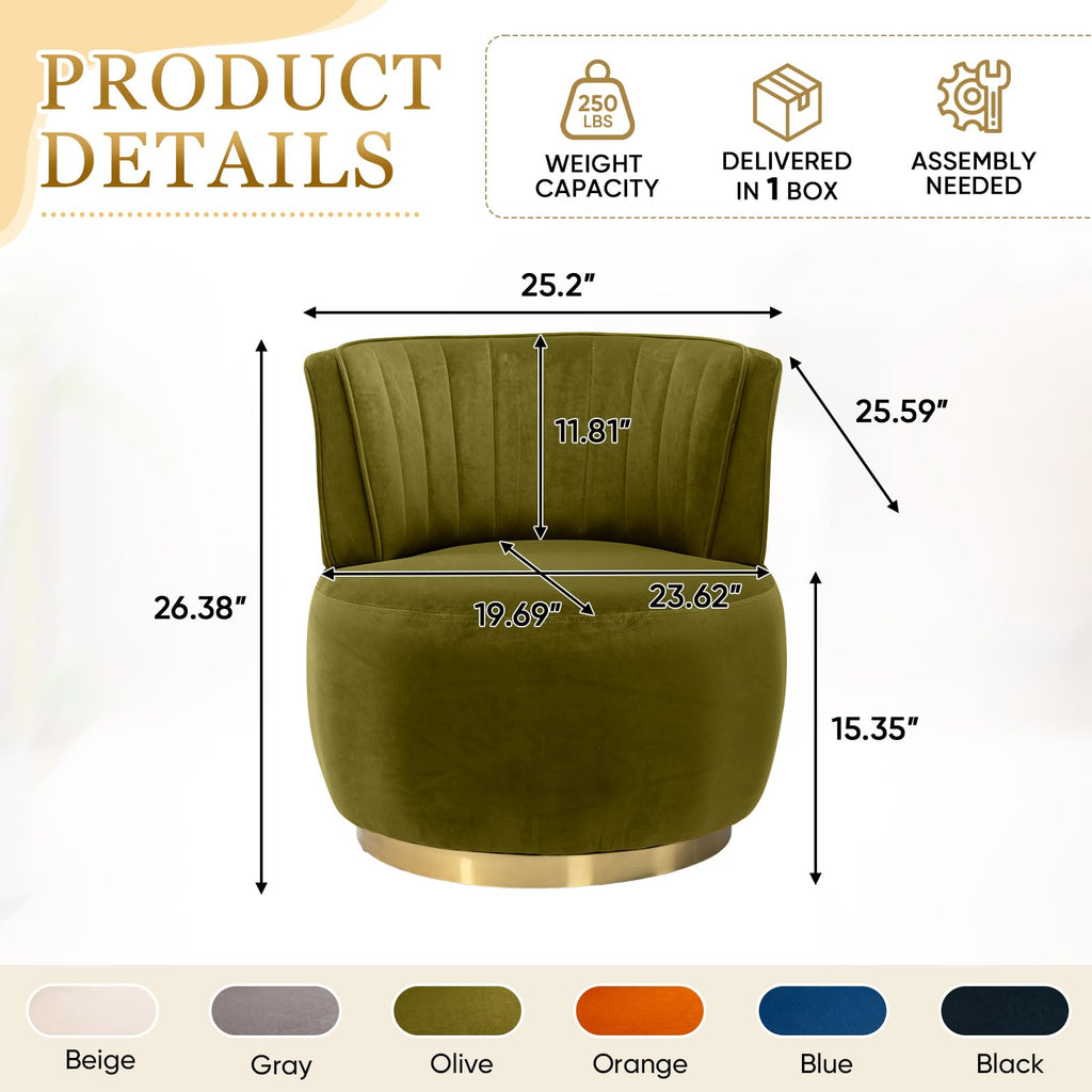 Velvet Swivel Barrel Chairs Set of 2 T820135