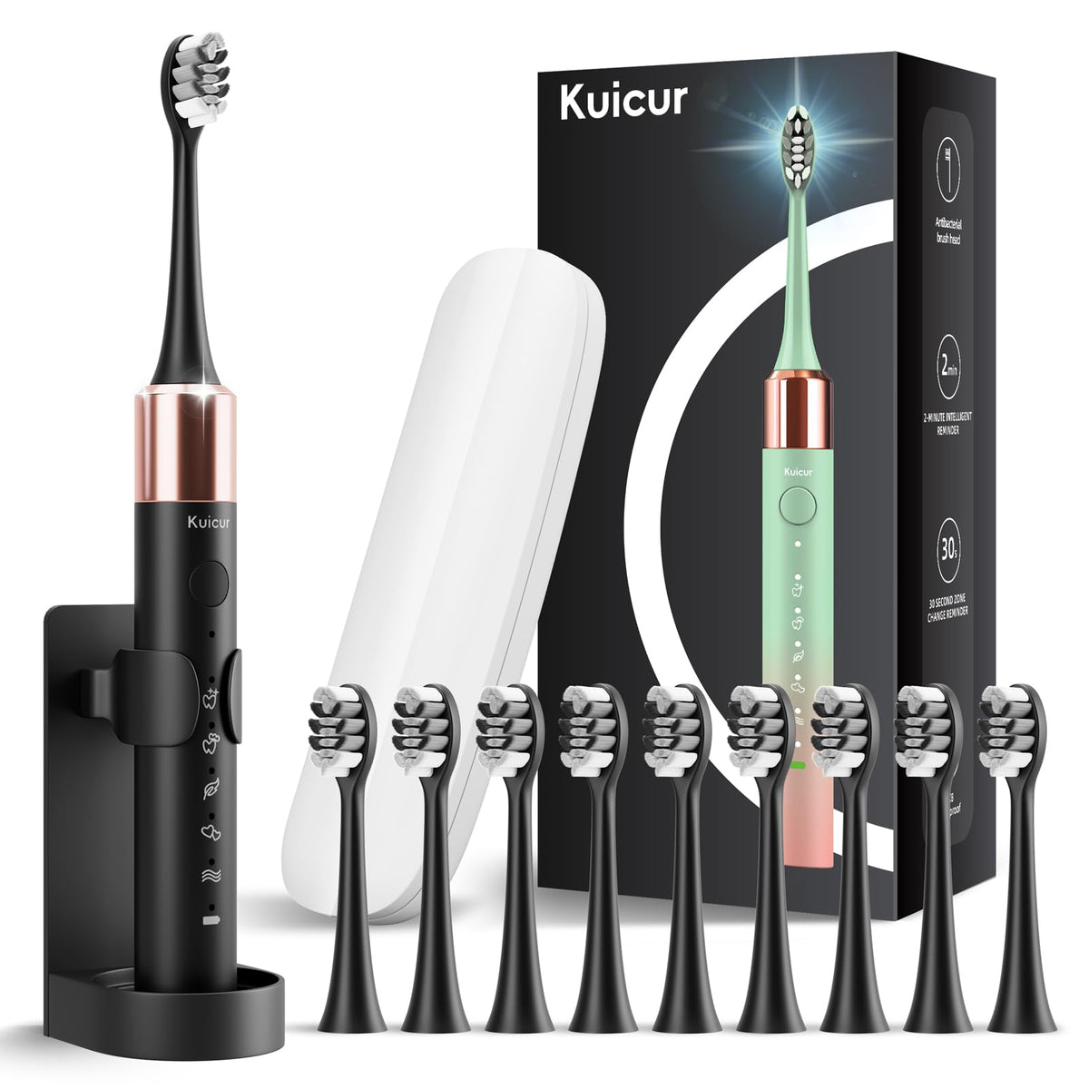 2 Pack Electric Toothbrush Black and Purple White Z869507