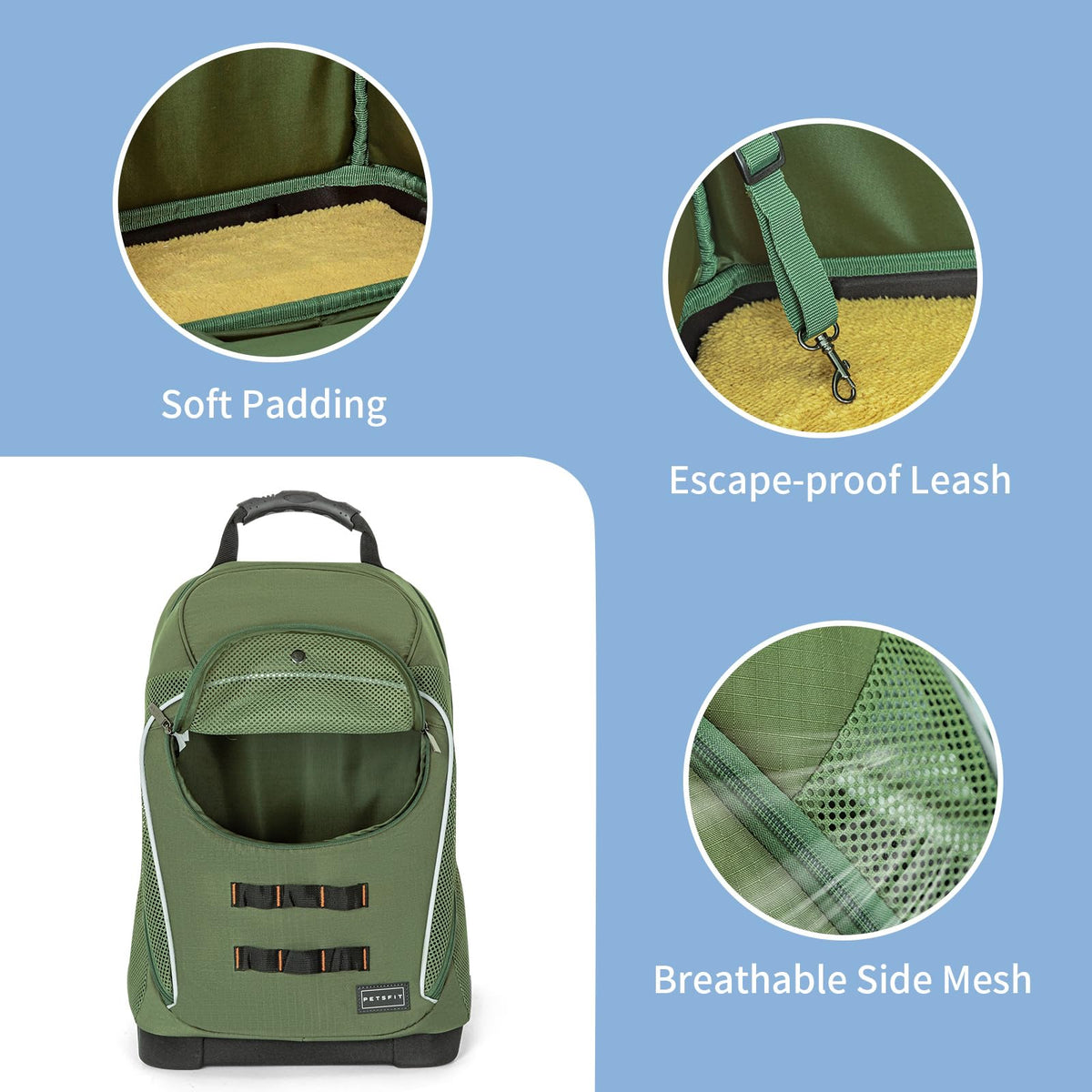 Green Pet Dog Carrier Backpack with Large Ventilations D439