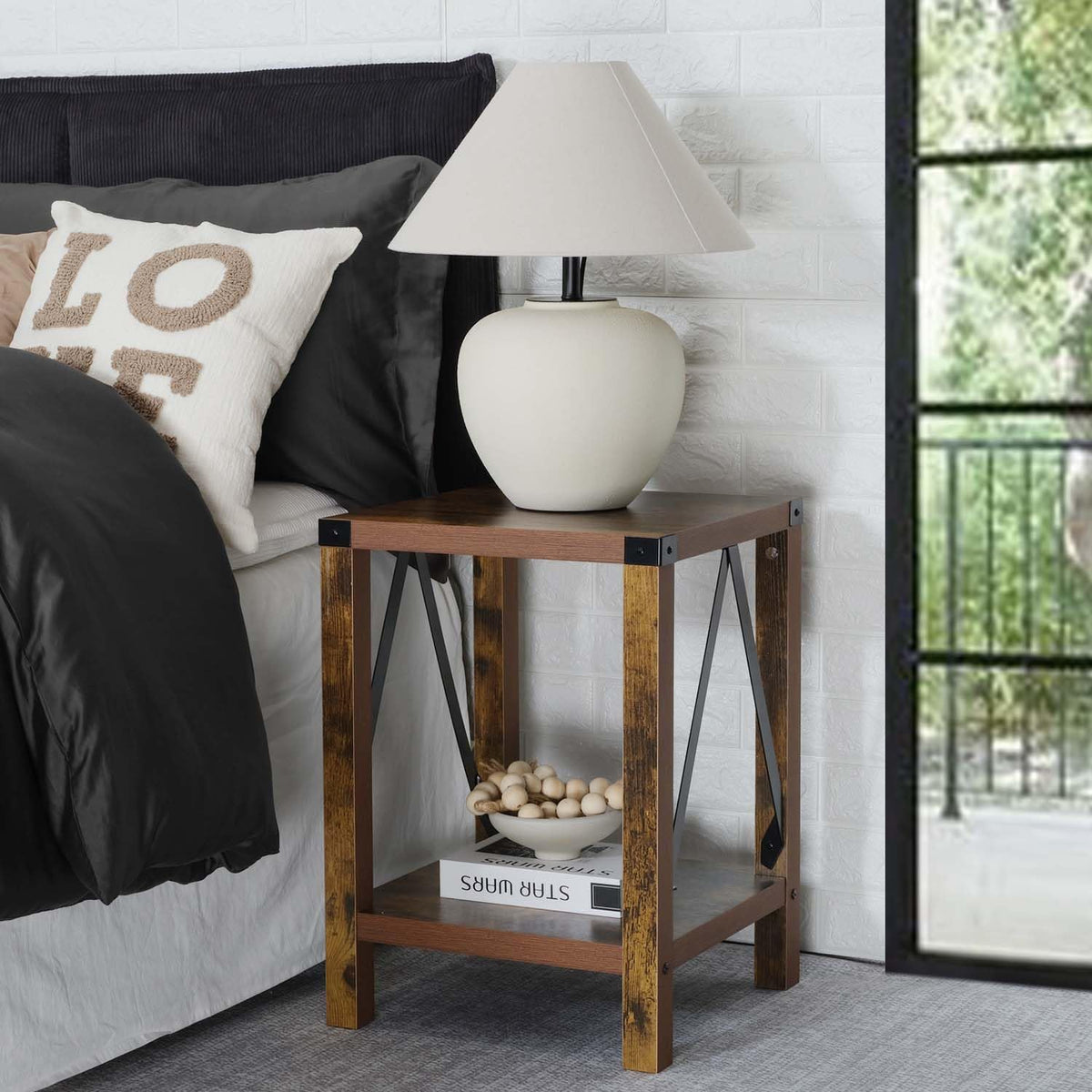 Brown 2-Tier Square End Table C646