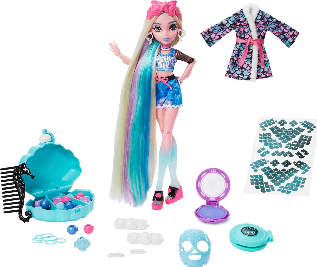 Monster High Doll with Hairstyling Clips, Hair Chalk & Tattoos L203