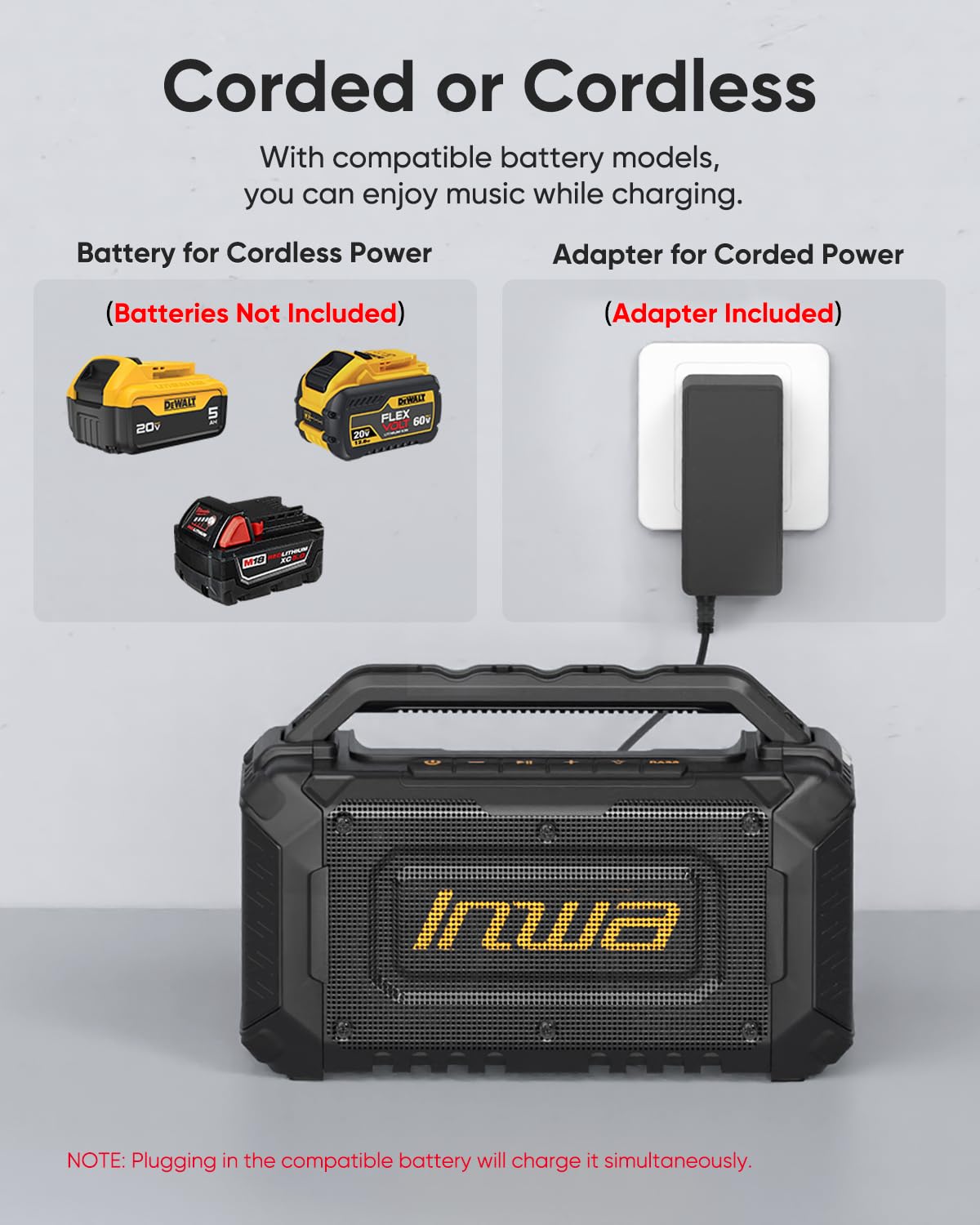 60W Portable Bluetooth Jobsite Speaker with RGB Lights C4596