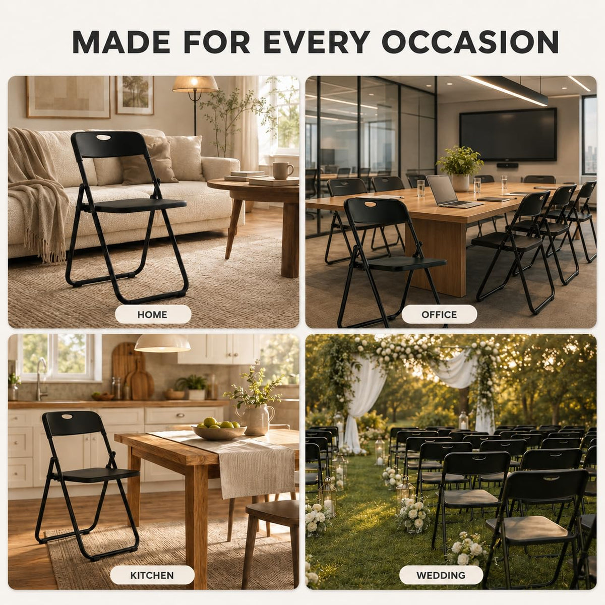 Black Plastic Folding Chairs E218451
