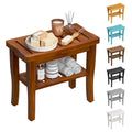 Teak Shower Bench Stool with Storage Shelf O127229